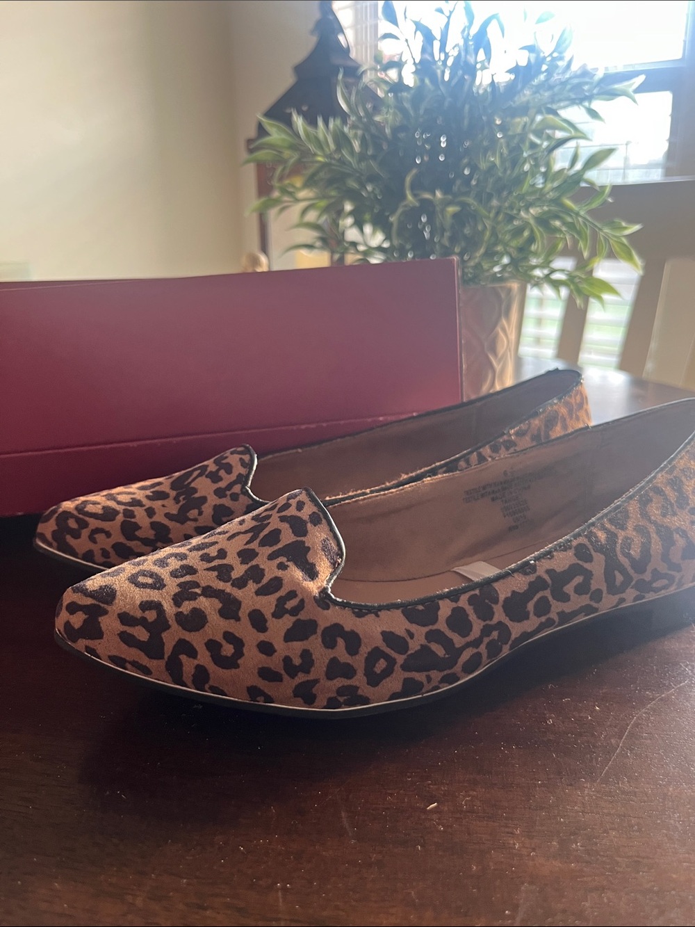Merona Leopard Print Pointed Toe Flats in Brown and Black